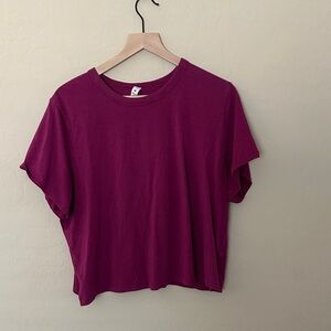 Lululemon Classic Fit cotton blend tee dark magenta